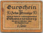 Schwarzenberg Erzgebirge Notgeldschein 1920