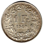 Schweiz 1 Franken 1940 Helvetia
