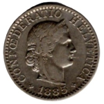 Schweiz 20 Rappen 1885 B Kopf der Helvetia