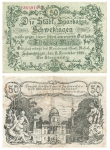 Schwetzingen Fifty Marks November 9, 1922 Emergency money
