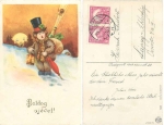 New Year's boy with champagne cork and shamrock o 28.12.1928