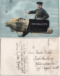 Sonnenburg Neumark postman's card with Leporello and Zeppelin airship o around 1910