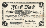 Sorau Lower Lusatia Żary emergency bank note 1918