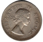 Südafrika 5 Shilling Elizabeth II 1956 Springbock 