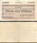 Zittau Städte und Staatsbank der Oberlausitz Eine Million Mark 1923 Notgeld