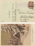Starzeddel via Guben 2 country postmarks on greetings card Starosiedle o December 30, 1938