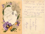 Stiefmütterchen mit Veilchen Farbpalette gebr. ca. 1920