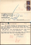 Stollberg Erzgebirge OPD Chemnitz blackening AP 782 3 Pfg Hitler stripes 6/27/1945 to Meissen postage due