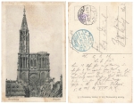 Strasbourg Alsace Münster Censorship stamp Tested and to be transported P.K. b o June 6, 1916