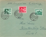Sudetenland Michel 684 685 and Saarpfalz Michel 673 on cover o Freiburg 6.1.1939