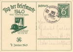 Stamp Day 1940 postal stationery 149-C01 special cancellation Dresden WHW January 7, 1940