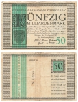 Thuringia Fifty billion marks Weimar August 9, 1923 emergency money
