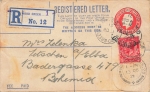 UK Postage Three Pence Edward Registered Letter postal stationery o 13.12.1921 to Tetschen