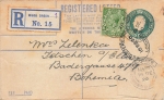 UK Postage Two Pence Edward Registered Letter postal stationery o 16.12.1920 to Tetschen