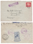 USA 20 Cents Golden Gate single franking R-letter o Boston 12/10/1927 to Eisenach