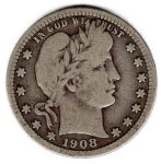 USA Quarter Dollar 1908
