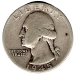 USA Quarter 1/4 Dollar 1945