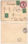 USA Two Cents postal stationery cover with additional franking o Narragansett Pier June 29, 1905