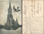Ulm Donau Münster with sparrow bird o 13.8.1914