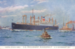 United States Lines S.S. President Roosevelt artist card Willy Stöwer * ca. 1914