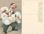 Father with babies embossed card series 5677 around 1905