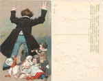 Father with 5 children embossed card series 5677 around 1905