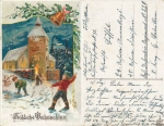 Weihnachten Kinder bei Schneeballschlacht *1915