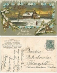 Fröhliche Weihnachten Prägekarte mit Glocke, o 1907