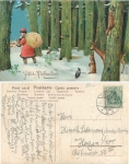 Weihnachtsmann im Roten Mantel Prägelitho 1908