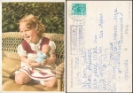 04626 Weissbach about Schmoelln country postmark on postcard child with doll o 27.8.1959