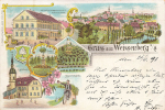02627 Weissenberg Stadtkeller Cyclist Station Lithograph 1898