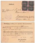 Value digits official stamp Michel 71 block of four on postcard o Heidenau 2.3.1923
