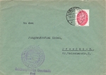 VValue digits in the oval 15 Pfennig official stamp Michel 124 X on the local letter o Dresden October 19, 1932