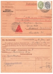Value digits in the oval 20 and 6 Pfennig official stamp Michel 126 128 on cash on delivery card o Königs Wusterhausen June 27, 1933 to Wildau