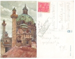 Vienna Karlskirche Artist card Jaroslav Setelik Censored K.u.K. Censorship office o November 8, 1916