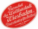 Wiesbaden Weltkurstadt Kofferaufkleber um 1930