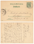 Wurttemberg 5 Pfennig postal stationery o Gmünd November 20, 1901 to Stuttgart