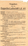 Zeppelin-Luftschiff LZ 127 Handzettel um 1928