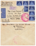Zeppelin letter LZ 129 Hindenburg German airmail Europe-North America with country postmark Kurort Rathen o 7.9.1936
