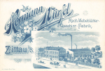 Zittau Mech. Webeblätter und Geschirr Fabrik Hermann Würfel Litho * um 1900