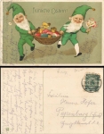 Zwerge mit Osterkorb Glückwunschkarte o 18.5.1924