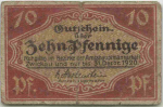 Zwickau, Saxony 10-Pfennig Notgeld (emergency money) note, 1920
