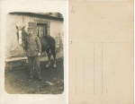 Deutscher Soldat mit Pferd 1.WK Echtfoto * um 1915