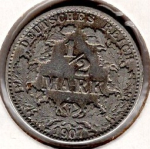 1/2 Mark 1907J Deutsches Kaiserreich Silbermünze