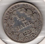 1/2 Mark 1908 A Deutsches Kaiserreich Silbermünze
