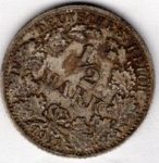 1/2 Mark 1911 G German Empire Silver Coin
