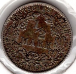 1/2 Mark 1915 J German Empire Silver Coin