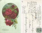 Red roses birthday embossed card o 14.11.1907