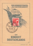 zur Einheit Deutschlands Anlasskarte 1948 Sonderstempel Bergen Rugen